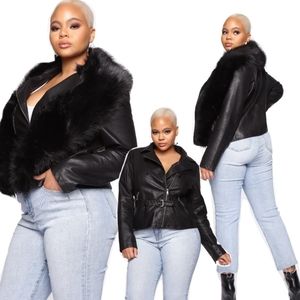 Plus "High Maintenance" Faux Leather/Fur Jacket
